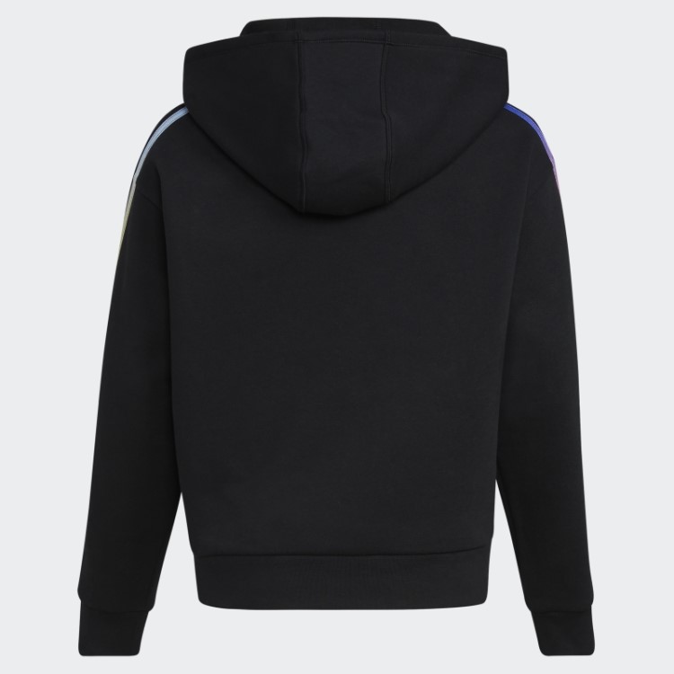 Adidas Moletom Com Capuz De Lã Preto Multicolorido Com As Três Listras
