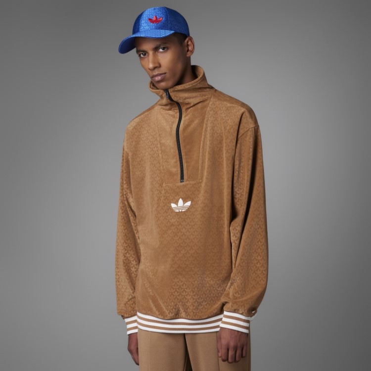 Top De Veludo Funil Adicolor Anos 70 Adidas Brown Desert