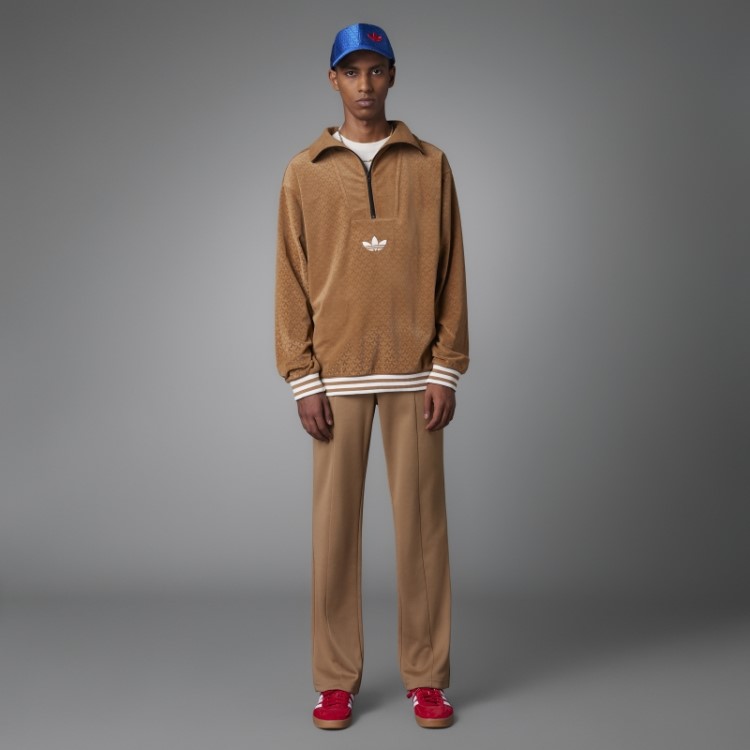 Adidas Brown Desert Adicolor Heritage Now Funnel Velour Top