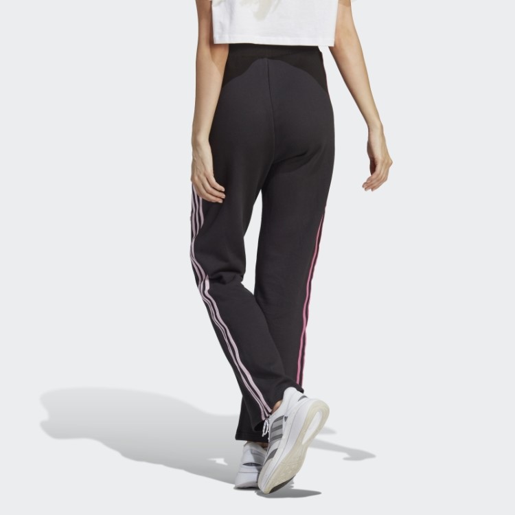 Calça Jogger Cintura Alta Com Três Listras E Apliques De Flores Em Chenille Preto Adidas