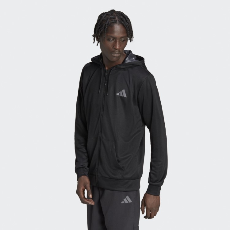Jaqueta De Zíper Preta Adidas Train Essentials Para Treino Sazonal