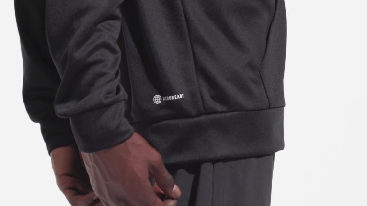 Jaqueta De Treino Sazonal Com Zíper Completo E Adidas Preta Para Treinar
