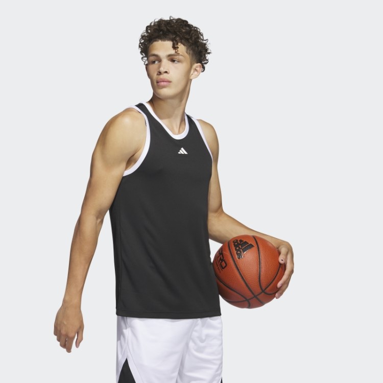 Regata Adidas Basquete Com As Três Listras Preta Quente