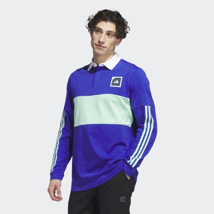 Adicross Camisa Polo De Golfe De Manga Longa Azul Adidas