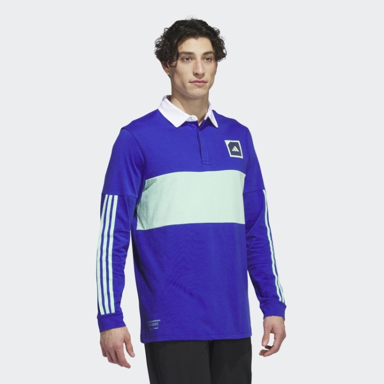 Adicross Camisa Polo De Golfe De Manga Longa Azul Adidas
