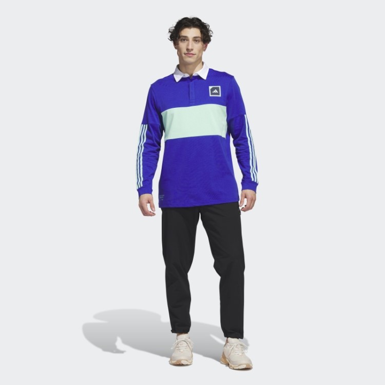 Adicross Camisa Polo De Golfe De Manga Longa Azul Adidas