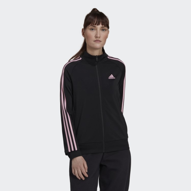 Jaqueta Preta Adidas Primegreen Essentials Warm-up Slim Com As Três Listras