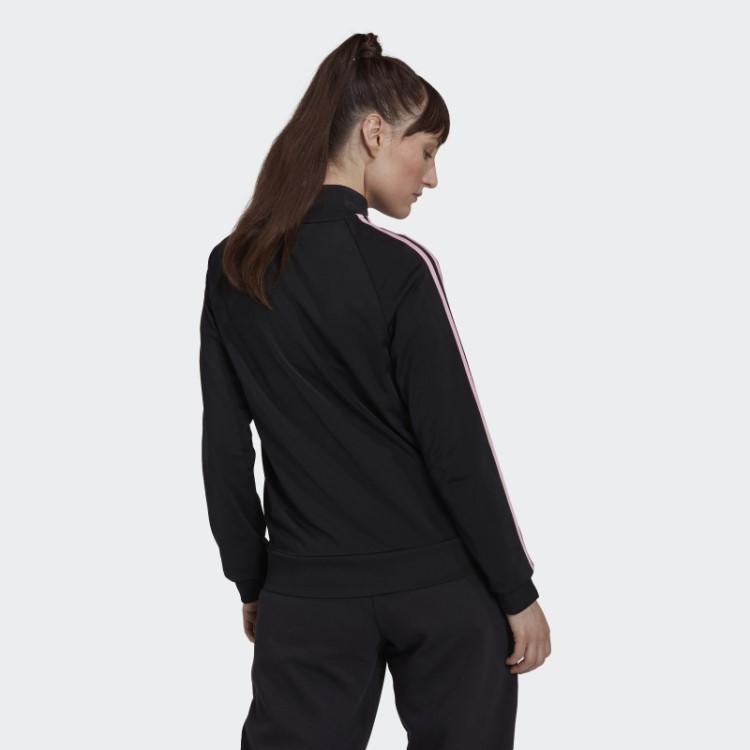 Jaqueta Preta Adidas Primegreen Essentials Warm-up Slim Com As Três Listras