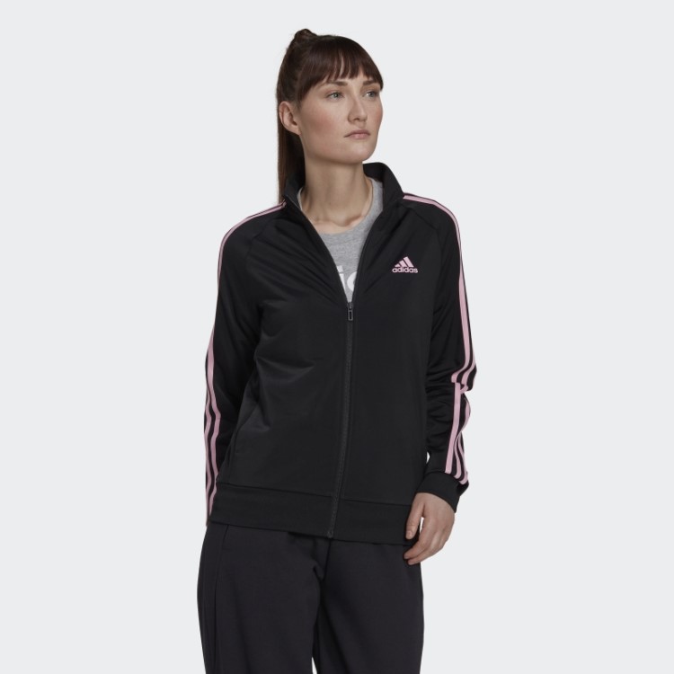 Jaqueta Preta Adidas Primegreen Essentials Warm-up Slim Com As Três Listras
