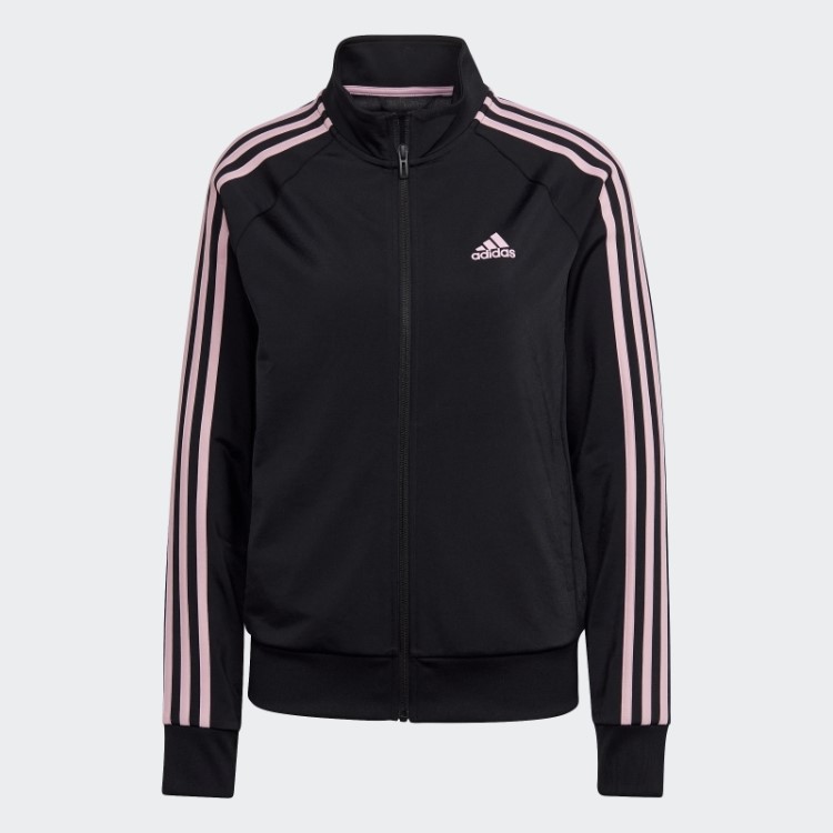 Jaqueta Preta Adidas Primegreen Essentials Warm-up Slim Com As Três Listras