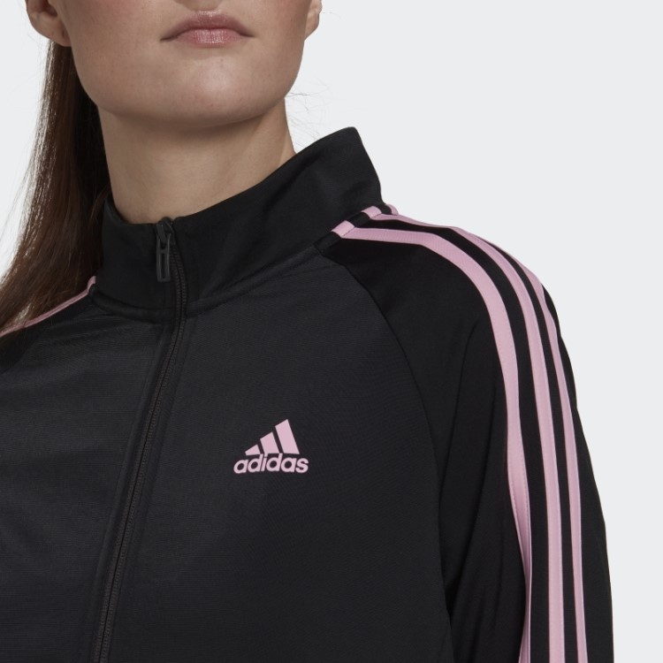 Jaqueta Preta Adidas Primegreen Essentials Warm-up Slim Com As Três Listras