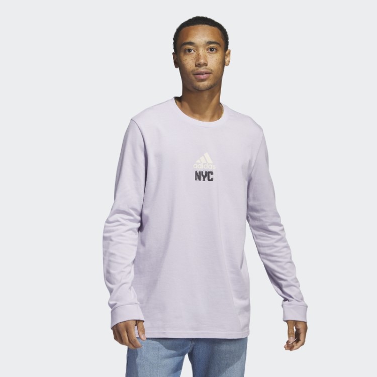 Adidas New York Camiseta Estampada De Manga Longa Silver Dawn