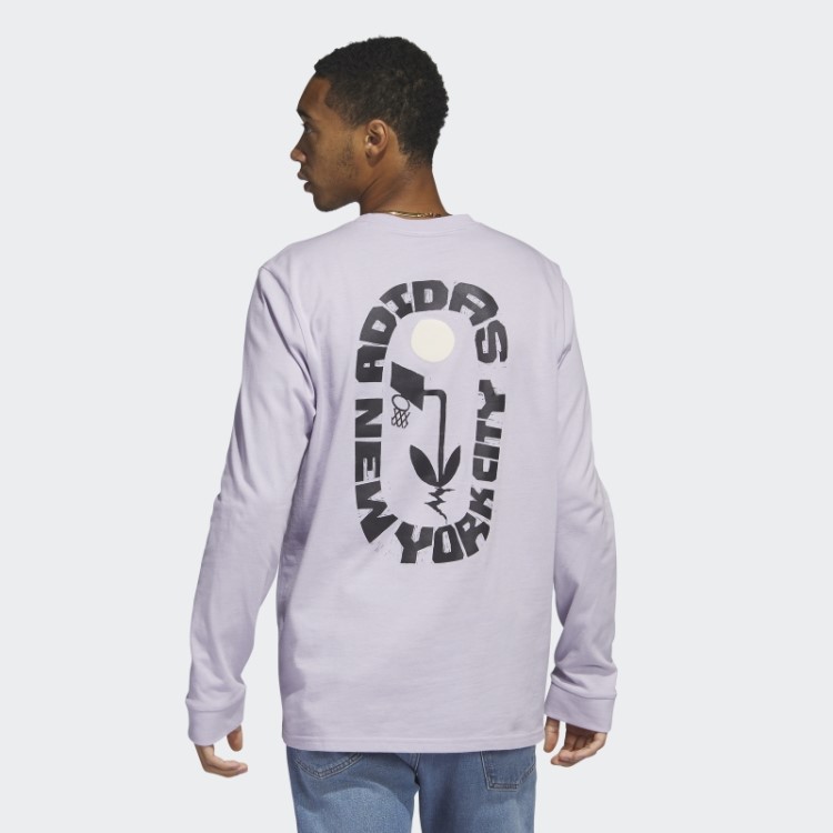 Adidas New York Camiseta Estampada De Manga Longa Silver Dawn