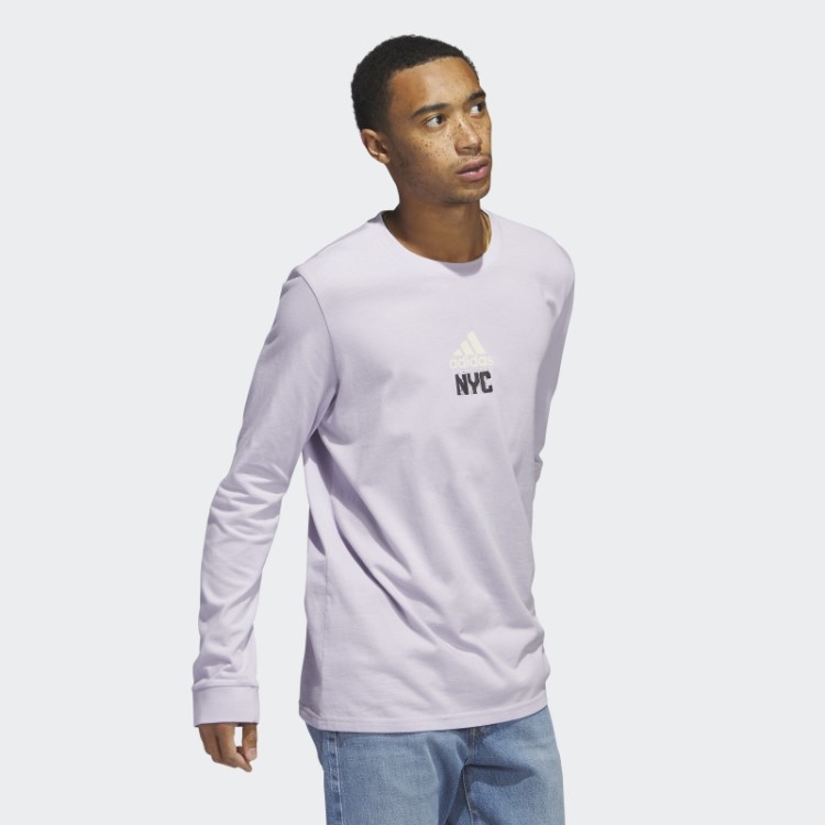 Adidas New York Camiseta Estampada De Manga Longa Silver Dawn