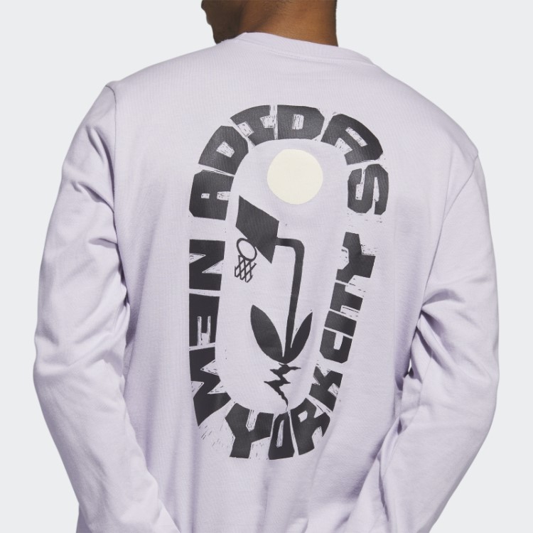 Adidas New York Camiseta Estampada De Manga Longa Silver Dawn