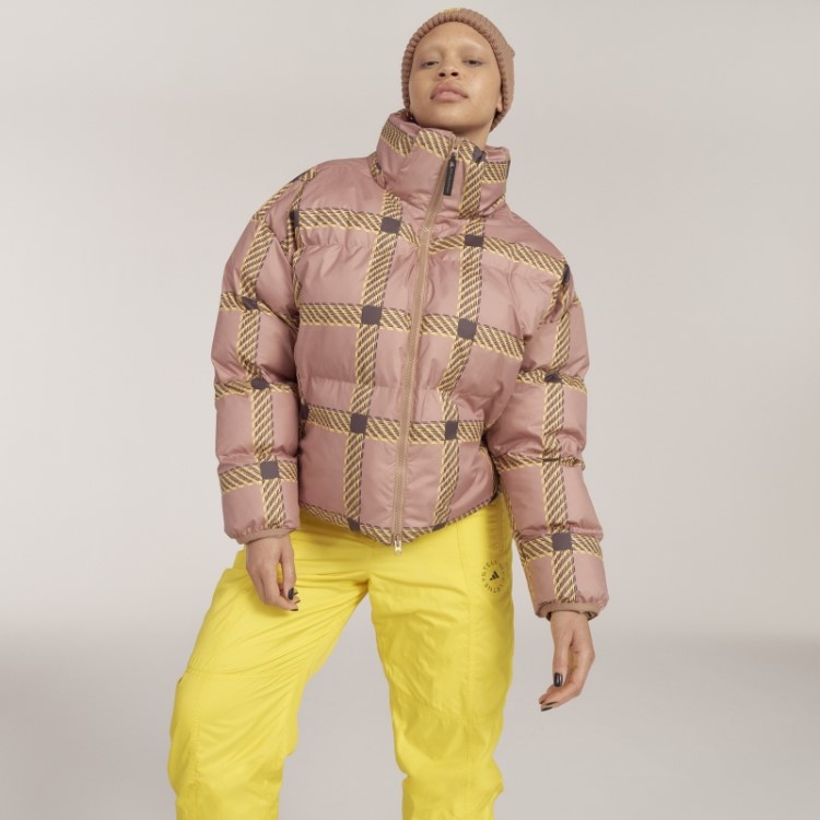 Adidas By Stella Mccartney Jaqueta De Inverno Curta Acolchoada E Estampada Camel Hot