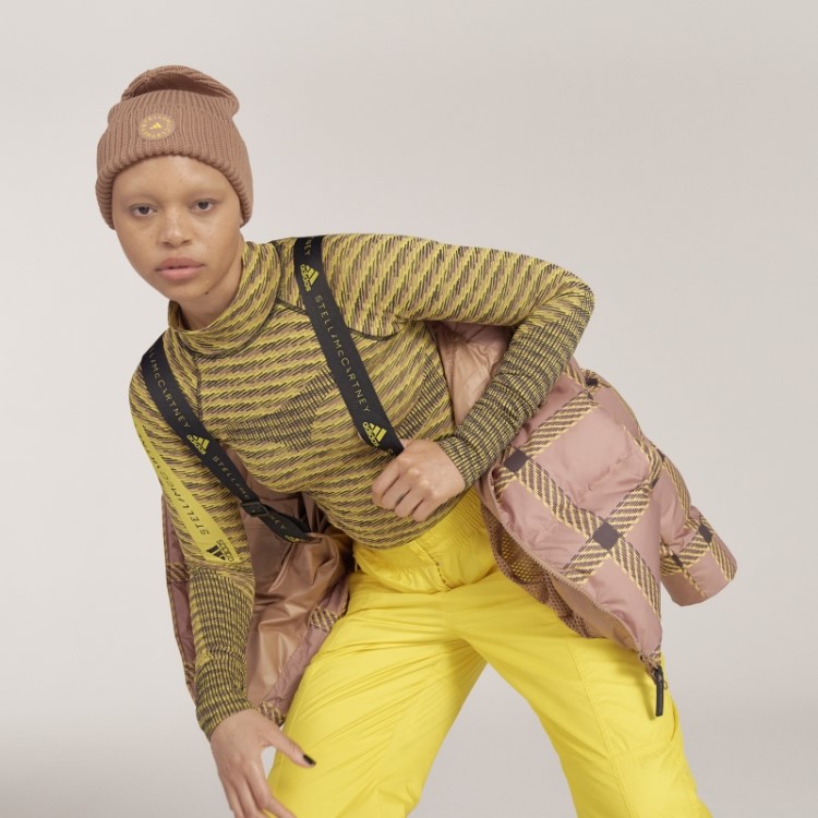 Adidas By Stella Mccartney Jaqueta De Inverno Curta Acolchoada E Estampada Camel Hot