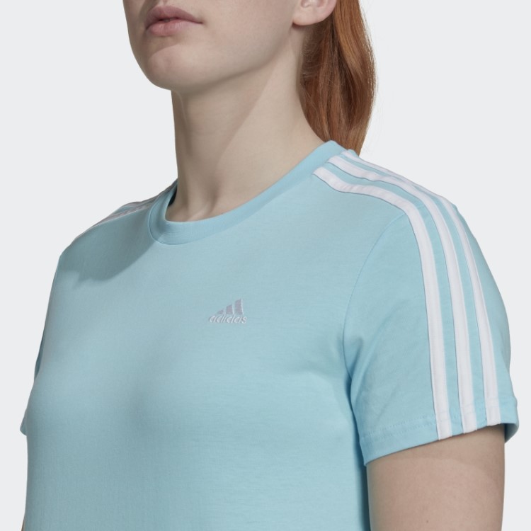 Essentials T-shirt Cropped Solta Com As 3 Riscas Azul Adidas