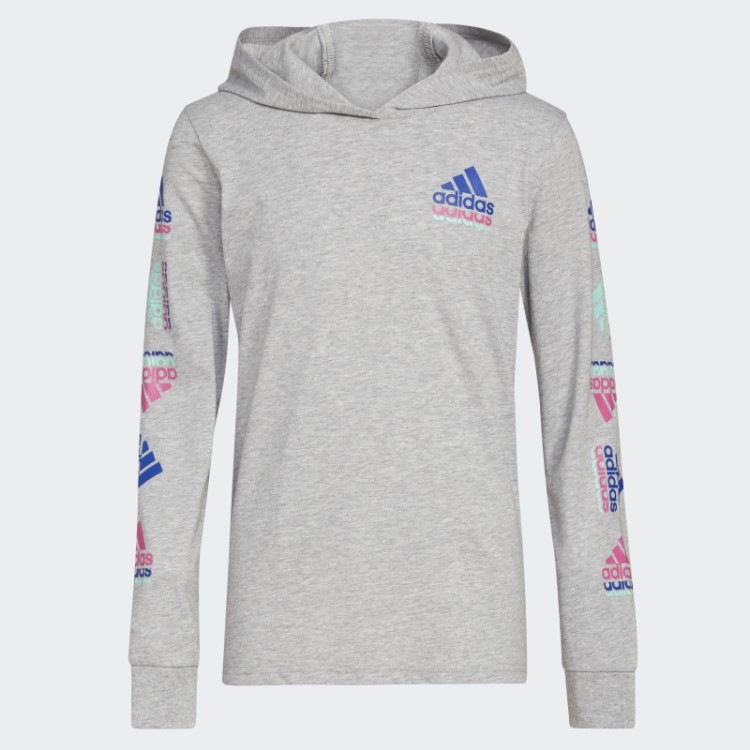 Camiseta Adidas Com Capuz Cinza Urze Ls Htr Echo Brand Love