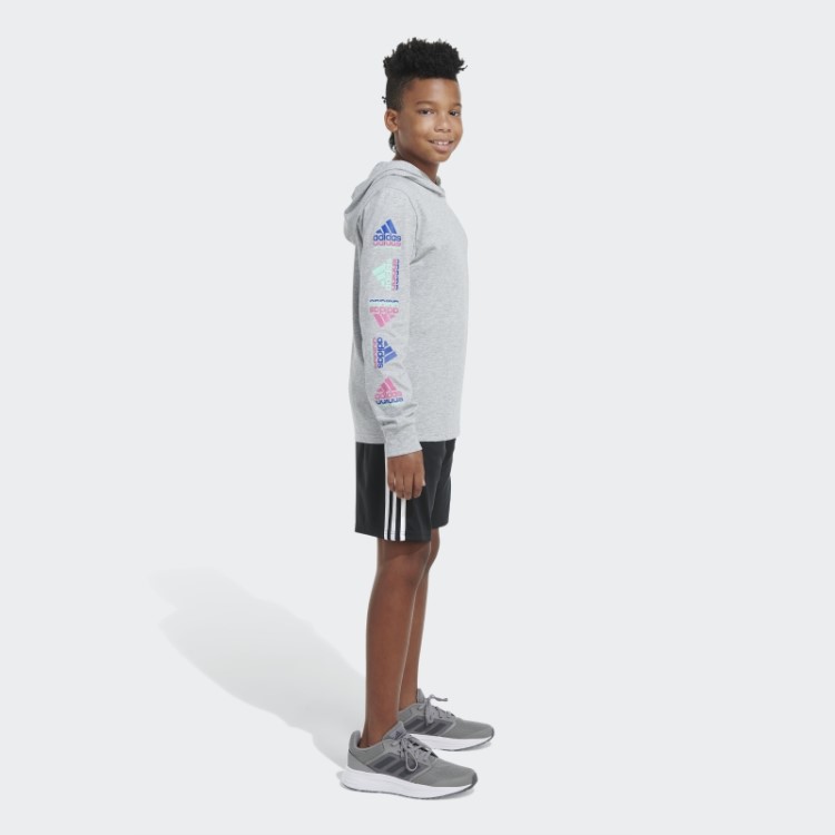 Camiseta Adidas Com Capuz Cinza Urze Ls Htr Echo Brand Love
