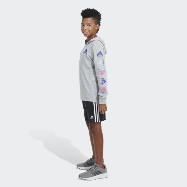 Camiseta Adidas Com Capuz Cinza Urze Ls Htr Echo Brand Love