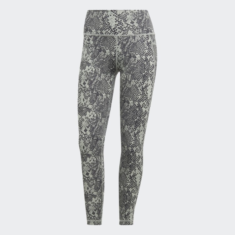 Legging Adidas Silver Green Optime Stash Pocket Training Animal Print 7/8