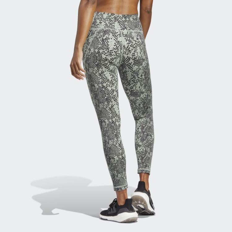 Legging Verde Prateada Adidas Optime Stash Pocket Training Animal Print 7/8