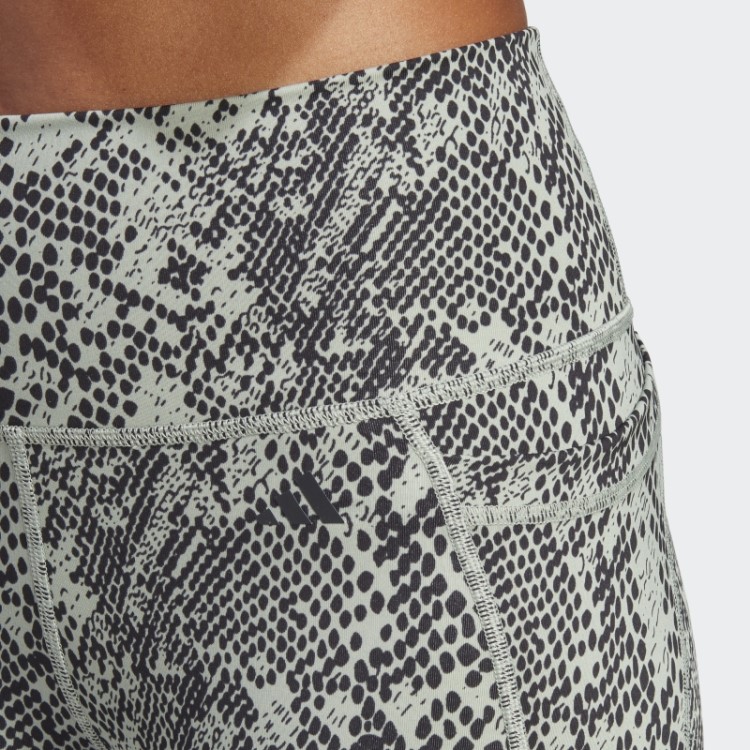 Legging Verde Prateada Adidas Optime Stash Pocket Training Animal Print 7/8