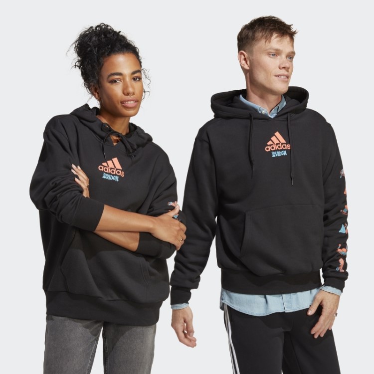 Moletom Com Capuz Gráfico Adidas Preto
