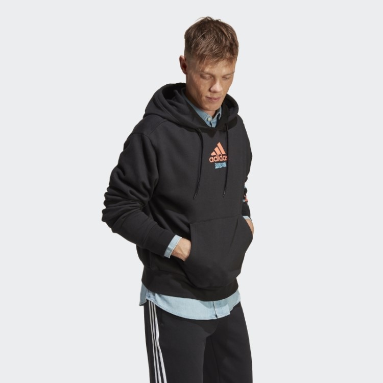 Moletom Com Capuz Gráfico Adidas Preto