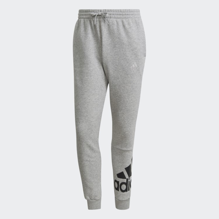Calça De Lã Adidas Essentials Com Punho Cônico E Logo Cinza Médio
