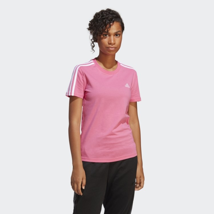 Essentials T-shirt Slim Com As 3 Riscas Magenta Adidas