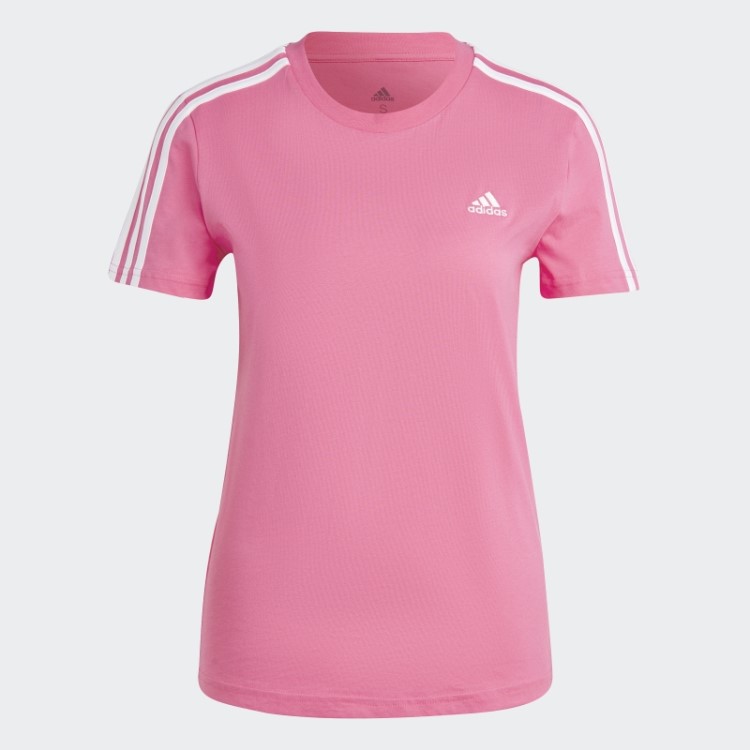 Essentials T-shirt Slim Com As 3 Riscas Magenta Adidas