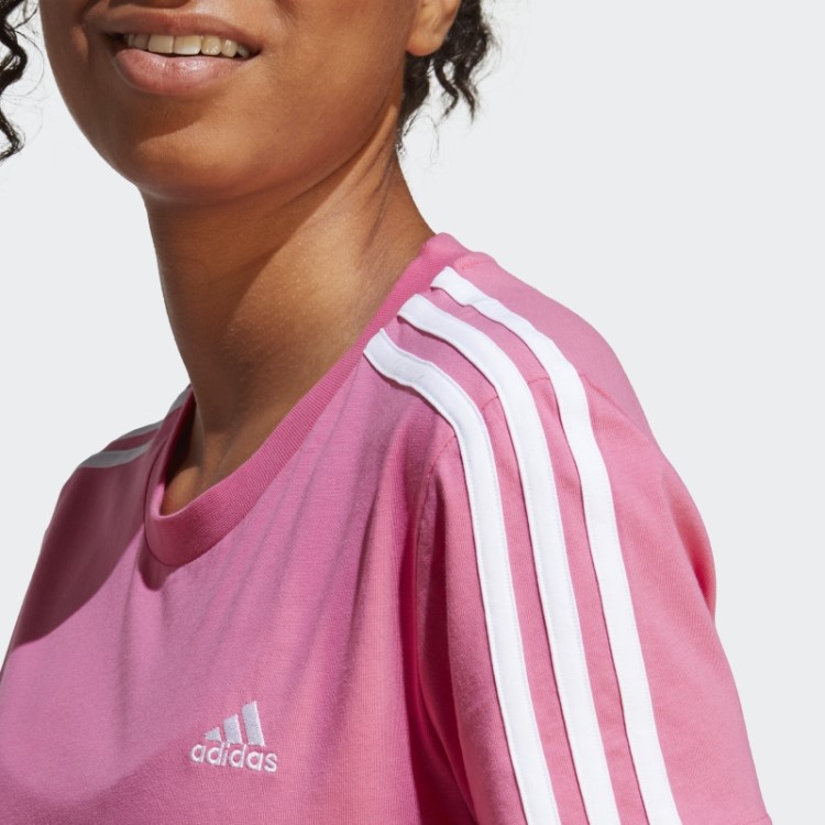 Essentials T-shirt Slim Com As 3 Riscas Magenta Adidas