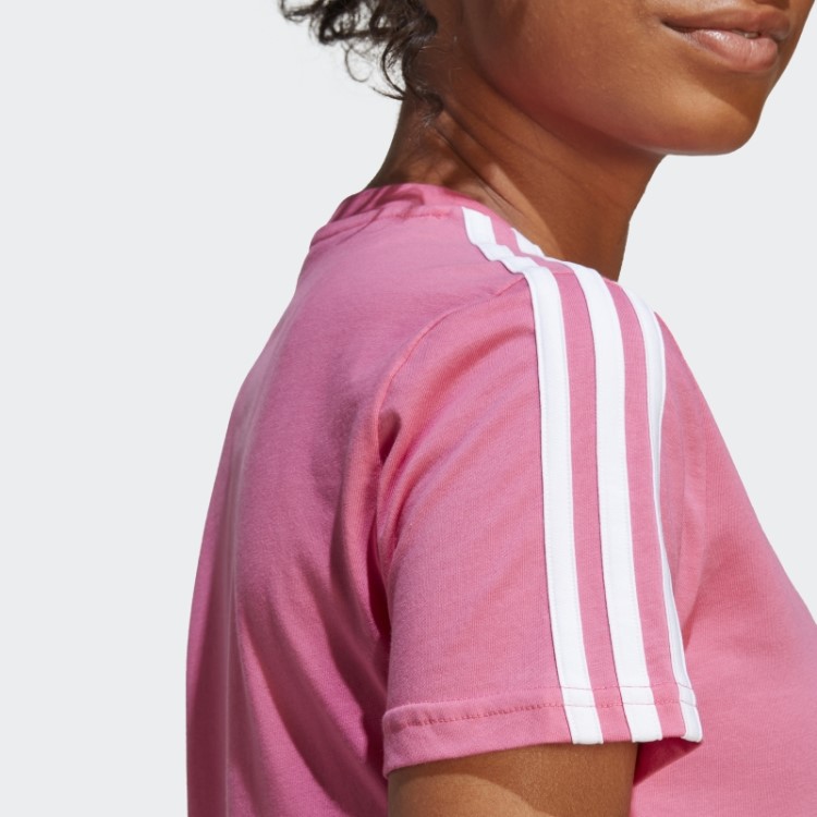 Essentials T-shirt Slim Com As 3 Riscas Magenta Adidas