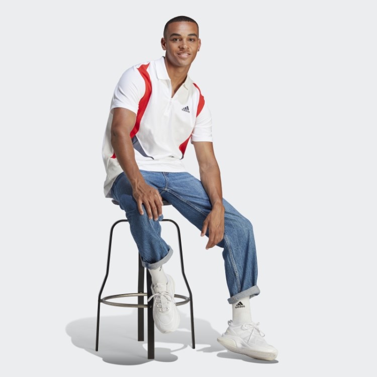Camisa Pólo Colorblock Tee Adidas Branco