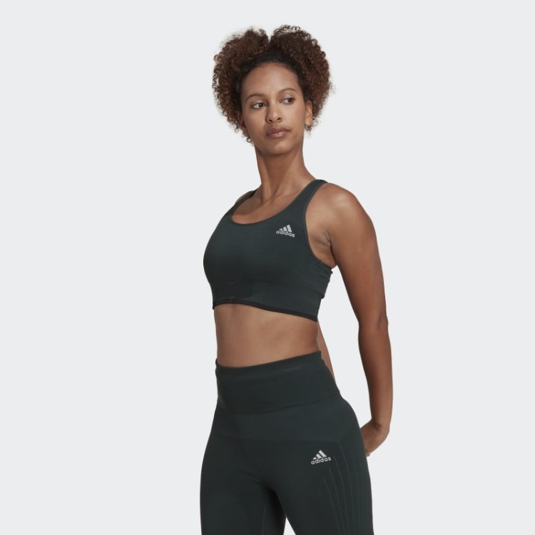 Sutiã De Lã Merino Verde Adidas Running De Suporte Médio Sem Costura
