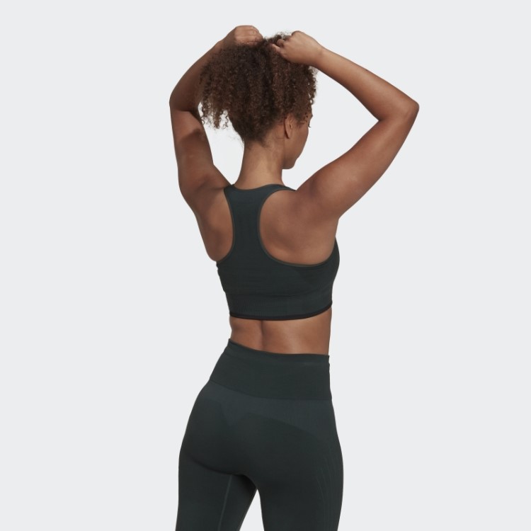 Sutiã De Lã Merino Verde Adidas Running De Suporte Médio Sem Costura