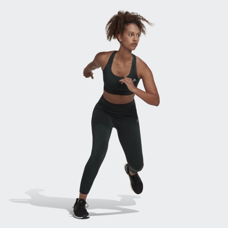 Sutiã De Lã Merino Verde Adidas Running De Suporte Médio Sem Costura