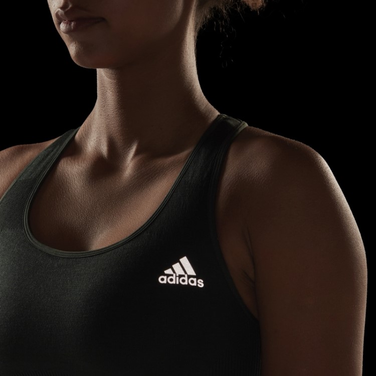 Sutiã De Lã Merino Verde Adidas Running De Suporte Médio Sem Costura