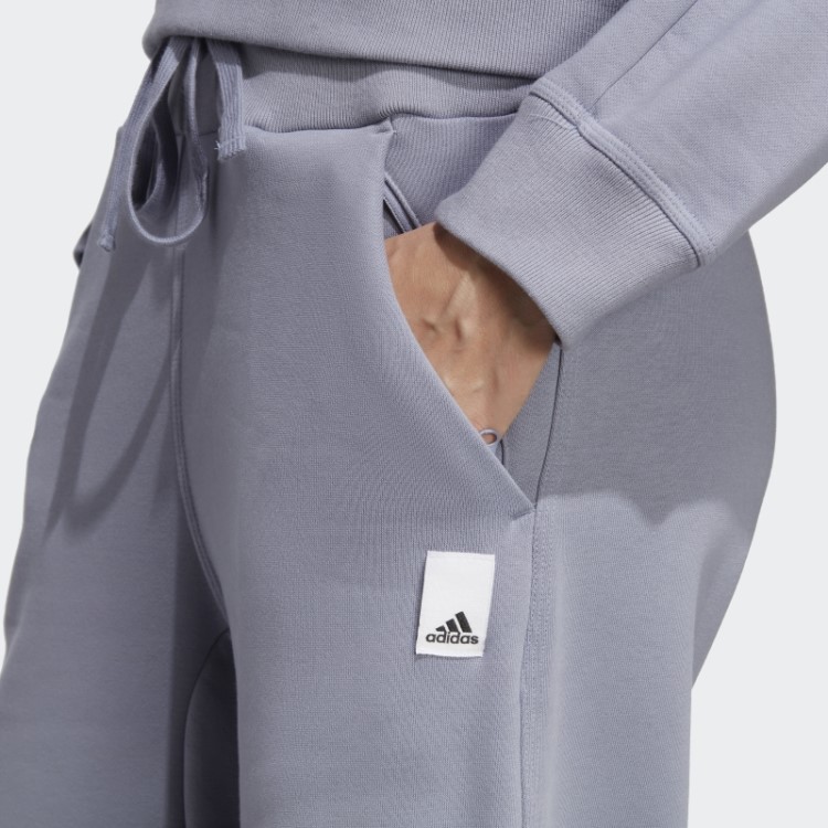 Calça Larga De Fleece Lounge Prata Violeta Adidas Fashion