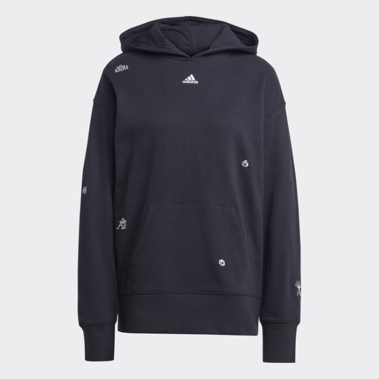 Moletom Adidas Preto Descontraído Com Estampas Inspiradas Em Cristais Curativos