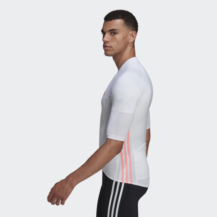A Camisa De Ciclismo De Manga Curta Adidas Branca