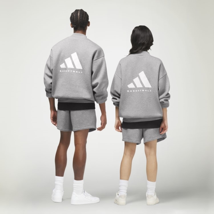 Adidas Basketball Heather Crew Sweatshirt Dark Oatmeal