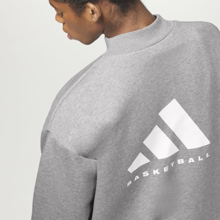 Adidas Basketball Heather Crew Sweatshirt Dark Oatmeal
