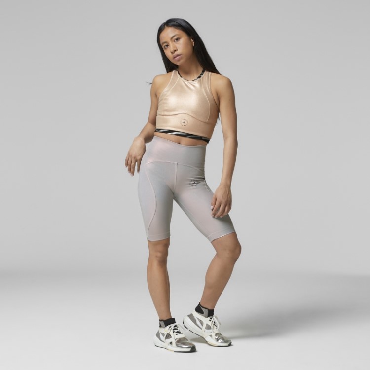 Hazy Rose Adidas By Stella Mccartney Moda De Meia-calça De Ciclismo Brilhante