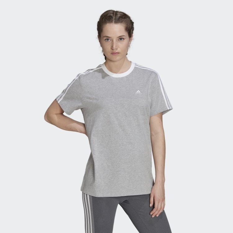 Camiseta Cinza Média Com As Três Listras Adidas Essentials