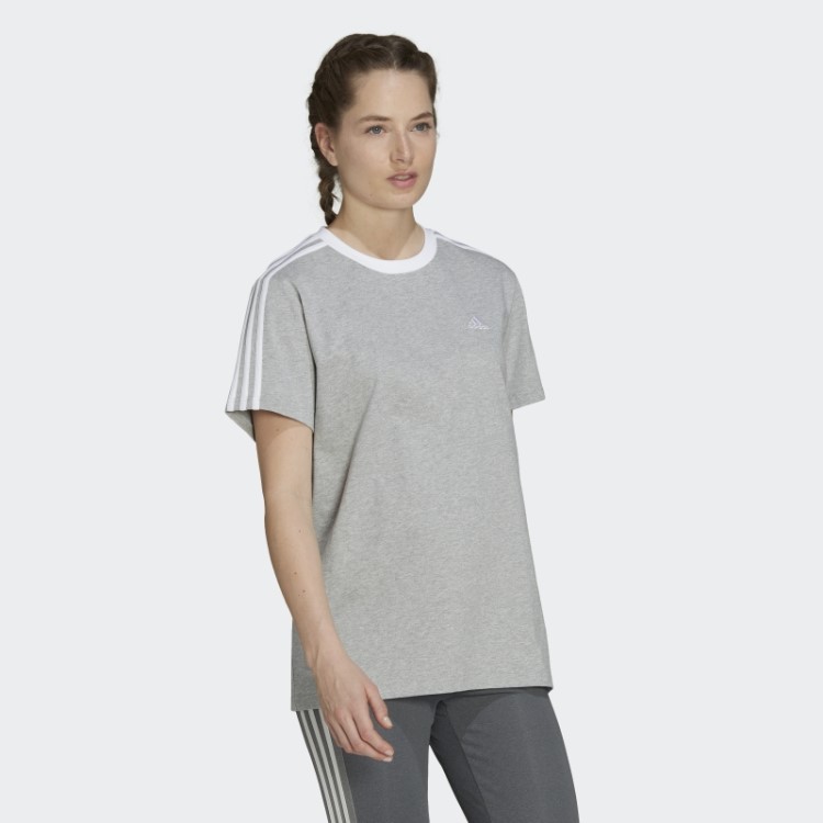 Camiseta Cinza Média Com As Três Listras Adidas Essentials