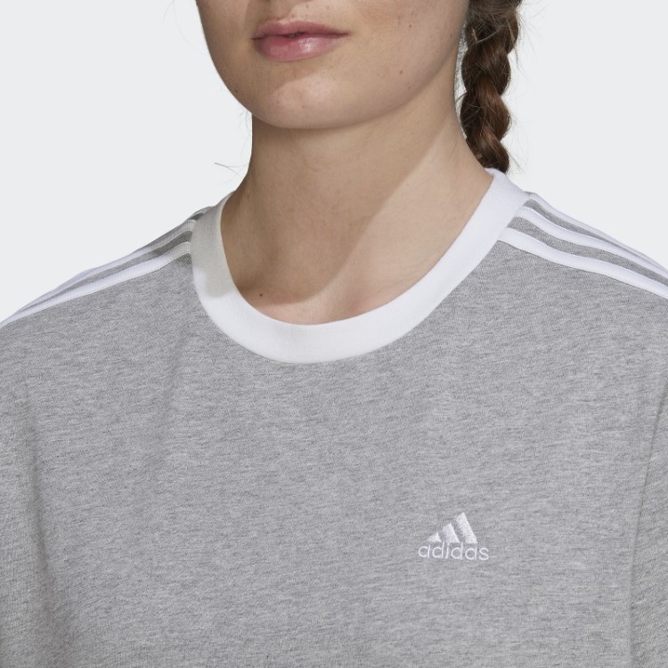 Camiseta Cinza Média Com As Três Listras Adidas Essentials