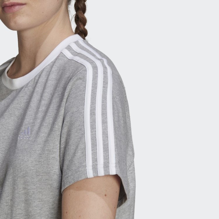 Camiseta Cinza Média Com As Três Listras Adidas Essentials